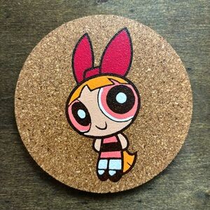 Powerpuff Girls Blossom Laser Engraved Painter Cork Coaster